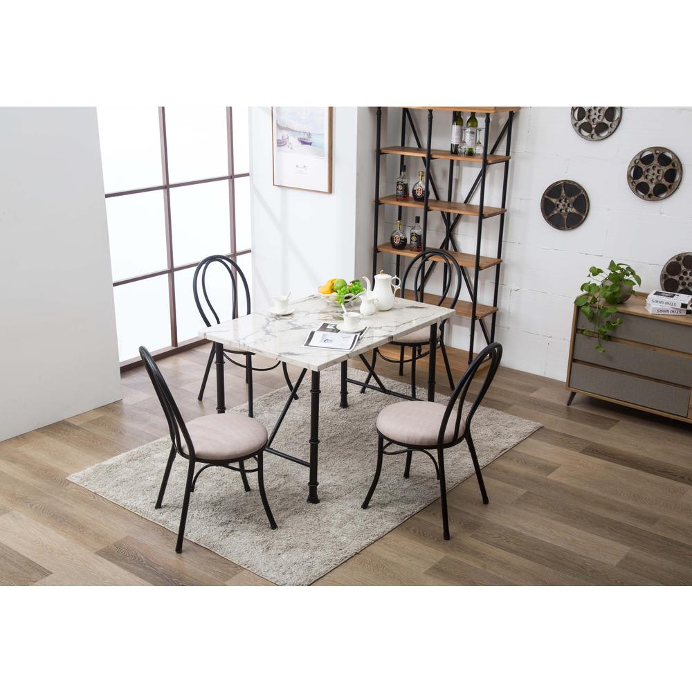 Anders 5pc Dining Set, Tan, Black & White. Picture 2