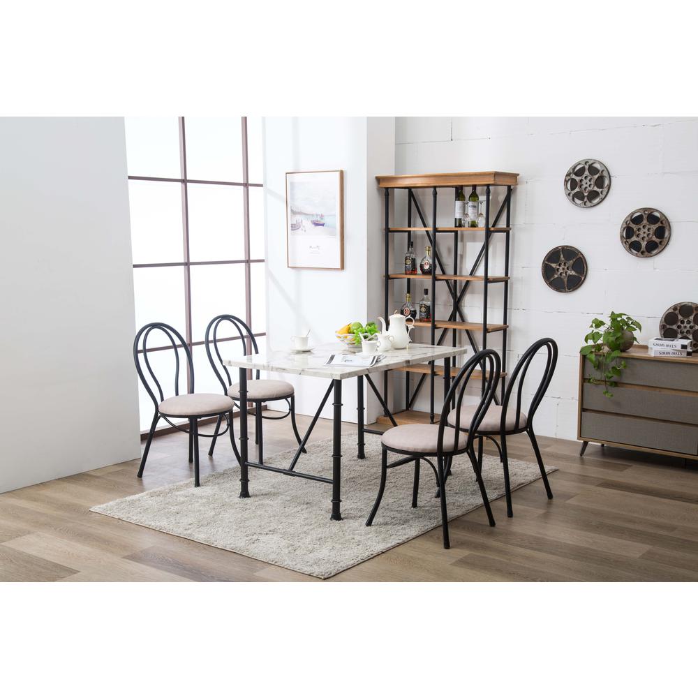 Anders 5pc Dining Set, Tan, Black & White. Picture 3