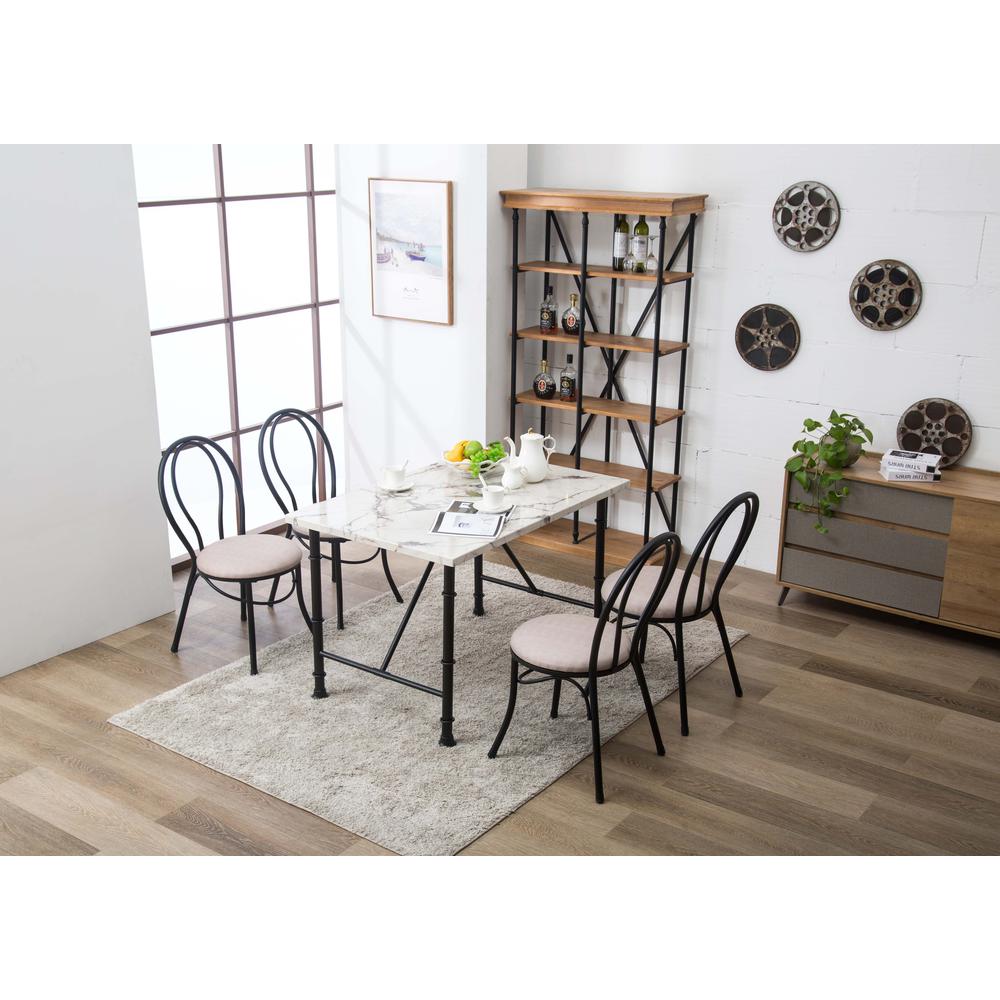Anders 5pc Dining Set, Tan, Black & White. Picture 4