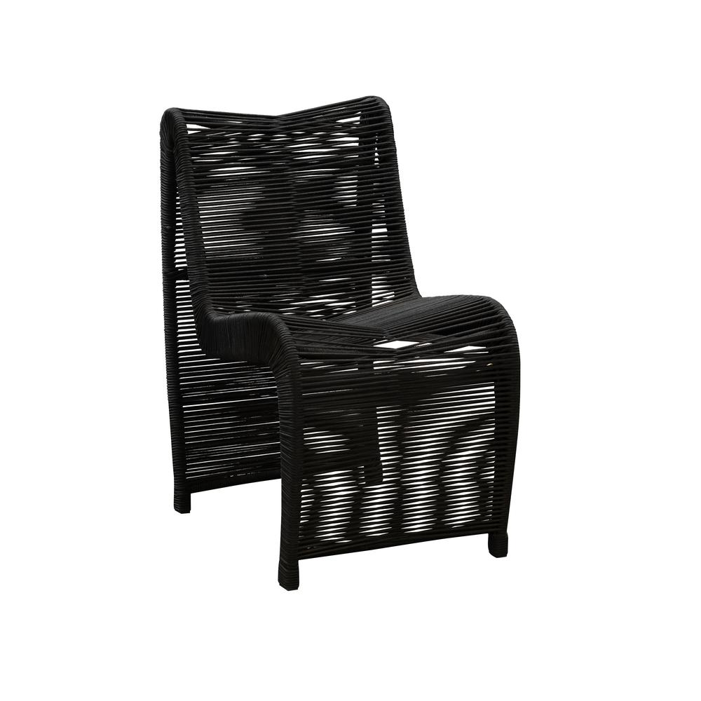 Lorenzo Rope Outdoor Patio Chairs, Set of 2 - Black. Picture 3