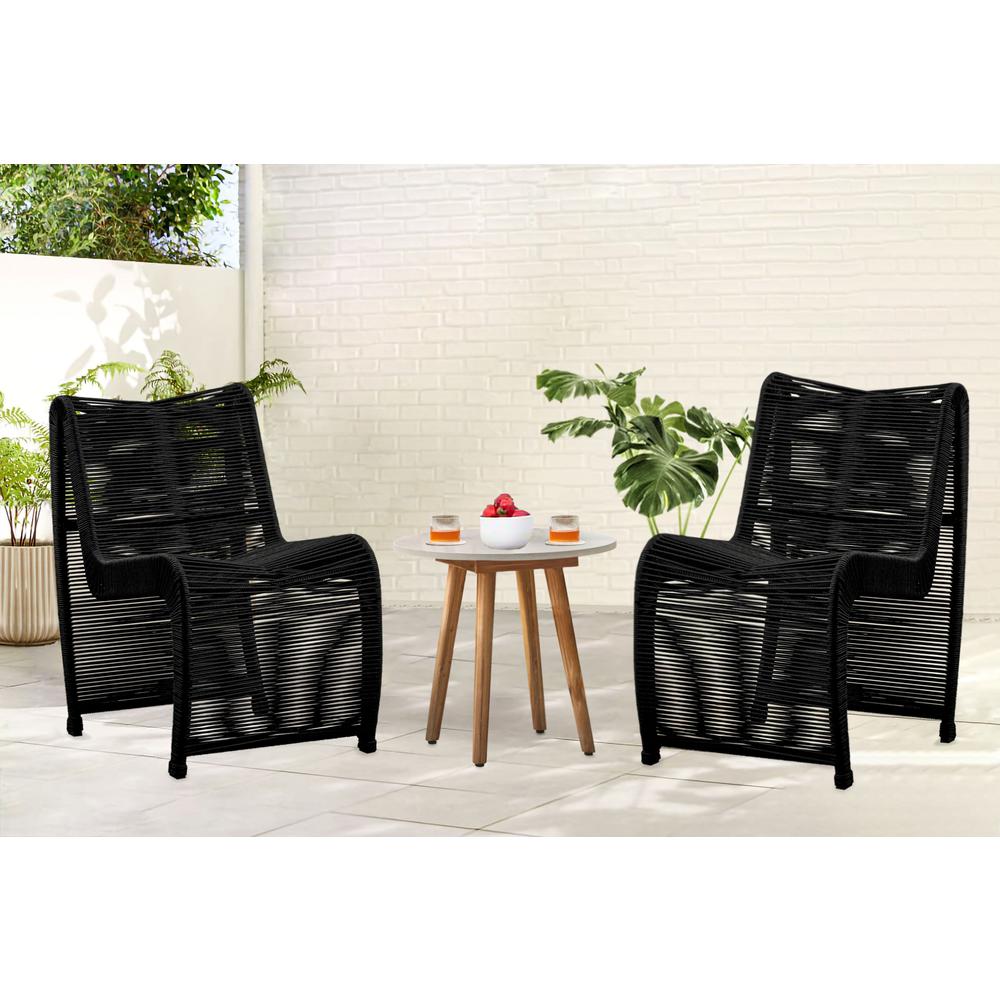 Lorenzo Rope Outdoor Patio Chairs, Set of 2 - Black. Picture 8