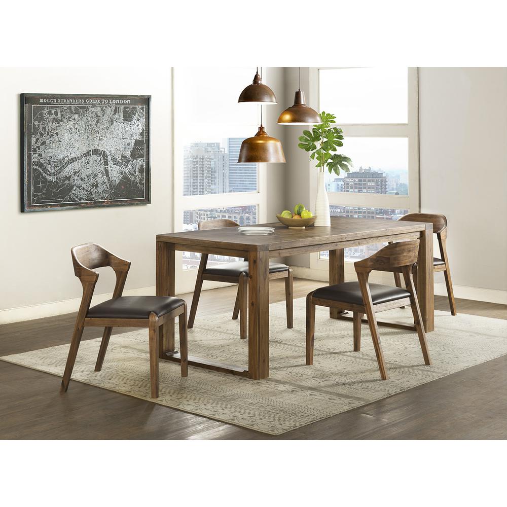 Rasmus 5pc Dining Set - Chestnut Wire-Brush Finish. Picture 1