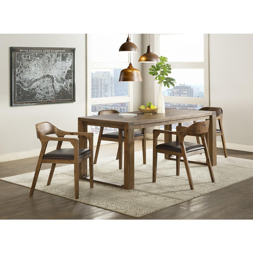 Rasmus 5pc Dining Set, Table + 4 Armchairs  [Chestnut Wire-Brush], 4 Arm Chairs. The main picture.