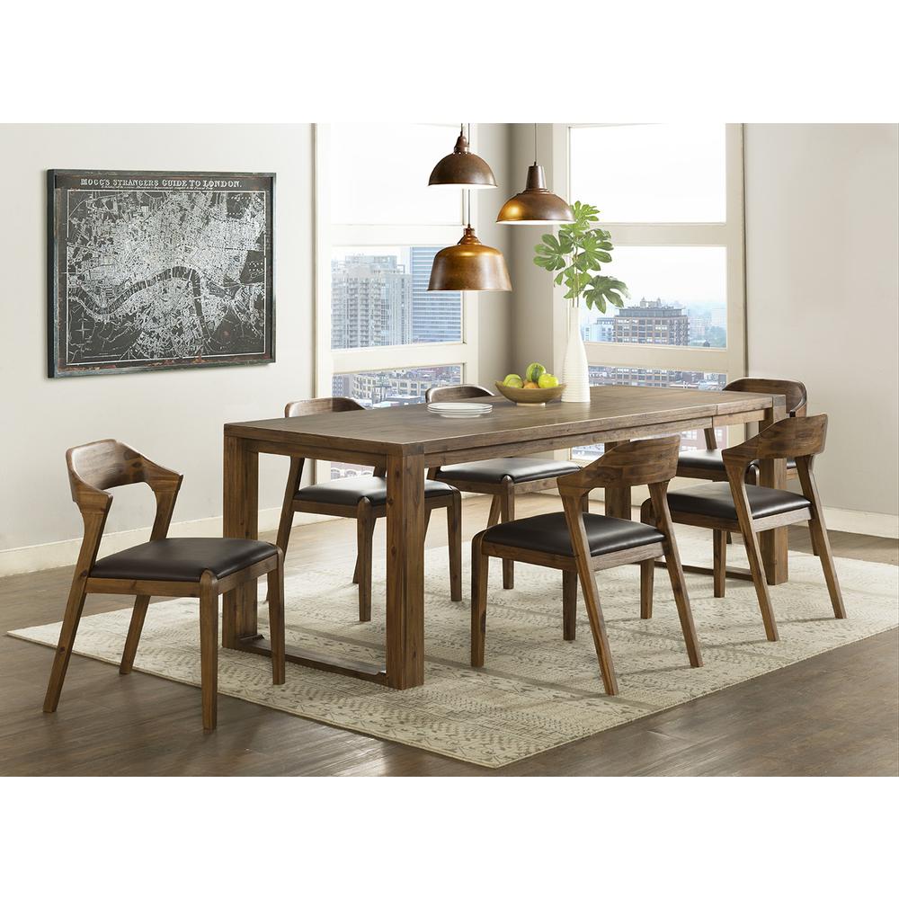 Rasmus 7pc Dining Set - Chestnut Wire-Brush Finish. Picture 1