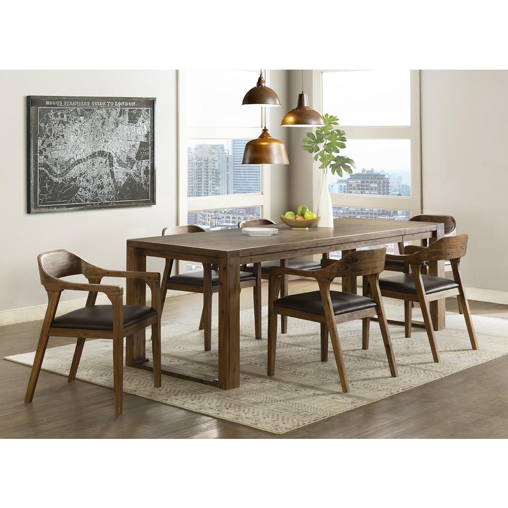 Rasmus 7pc Dining Set - Chestnut Wire-Brush Finish. Picture 1