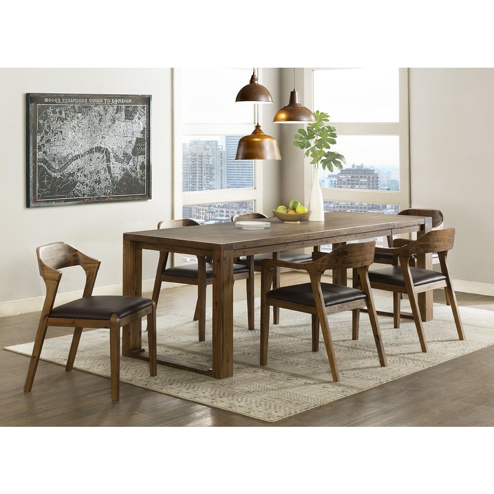 Rasmus 7pc Dining Set, Table + 2 Side Chairs + 4 Armchairs [Chestnut Wire-Brush], 2 Side Chairs & 4 Arm Chairs. The main picture.