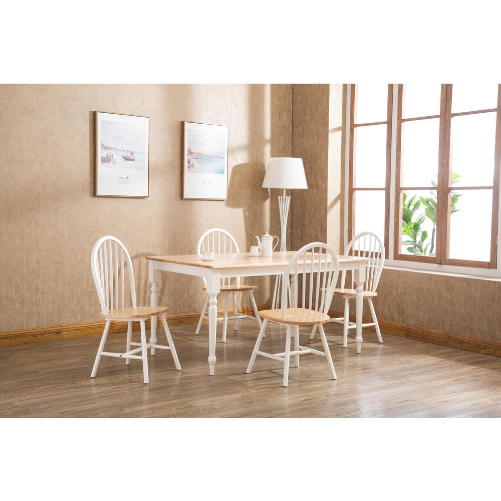 Windsor Farmhouse 5-Piece Dining Set - White/Natural. Picture 2