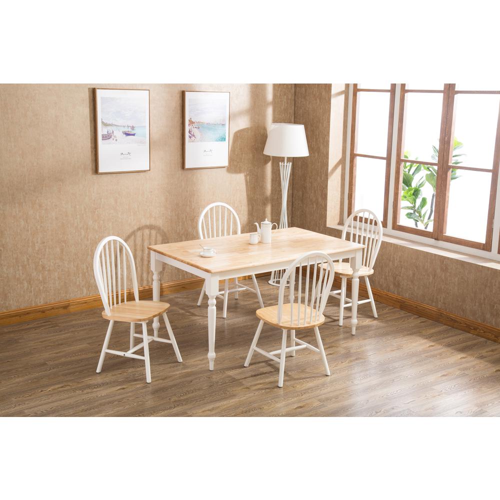 Windsor Farmhouse 5-Piece Dining Set - White/Natural. Picture 3