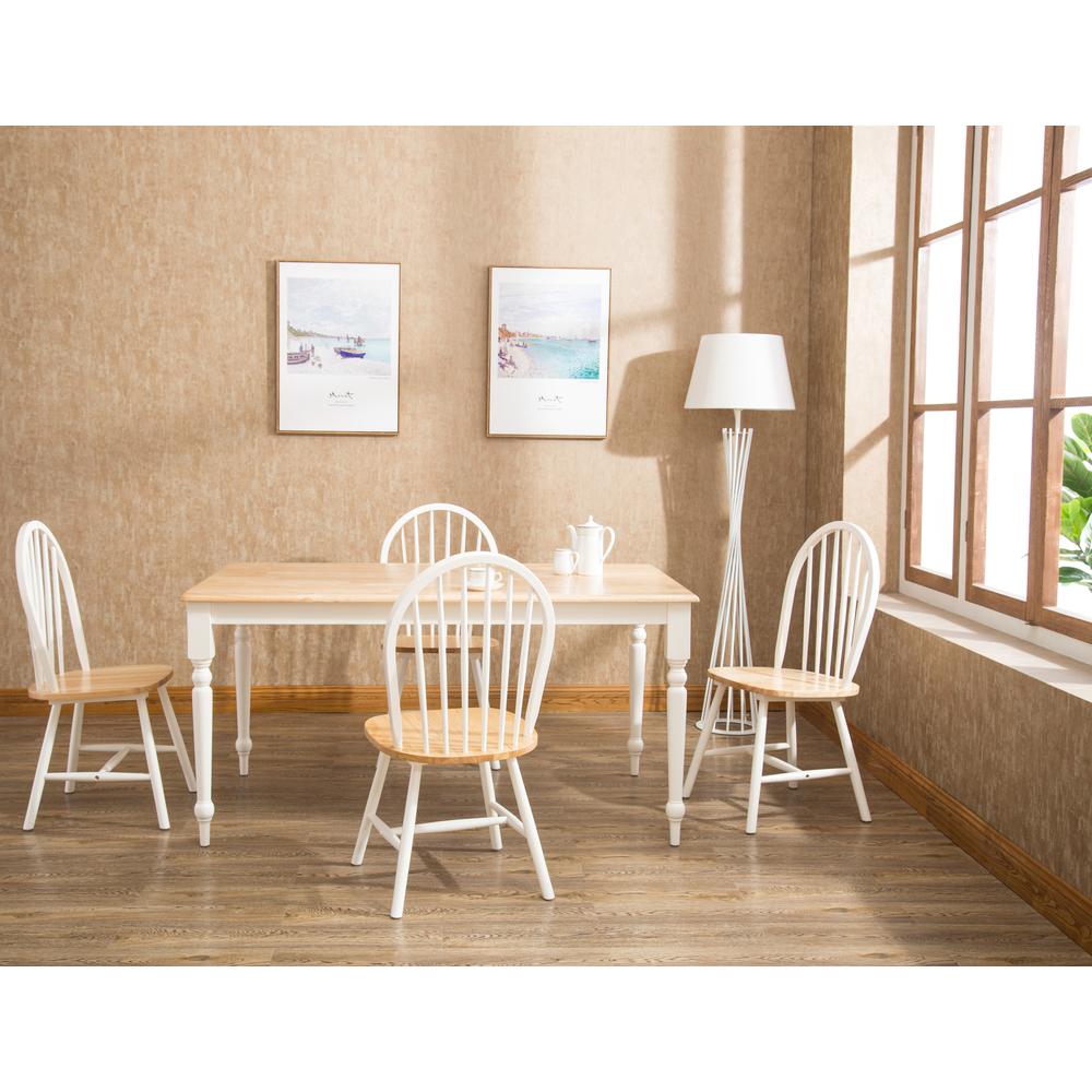 Windsor Farmhouse 5-Piece Dining Set - White/Natural. Picture 4