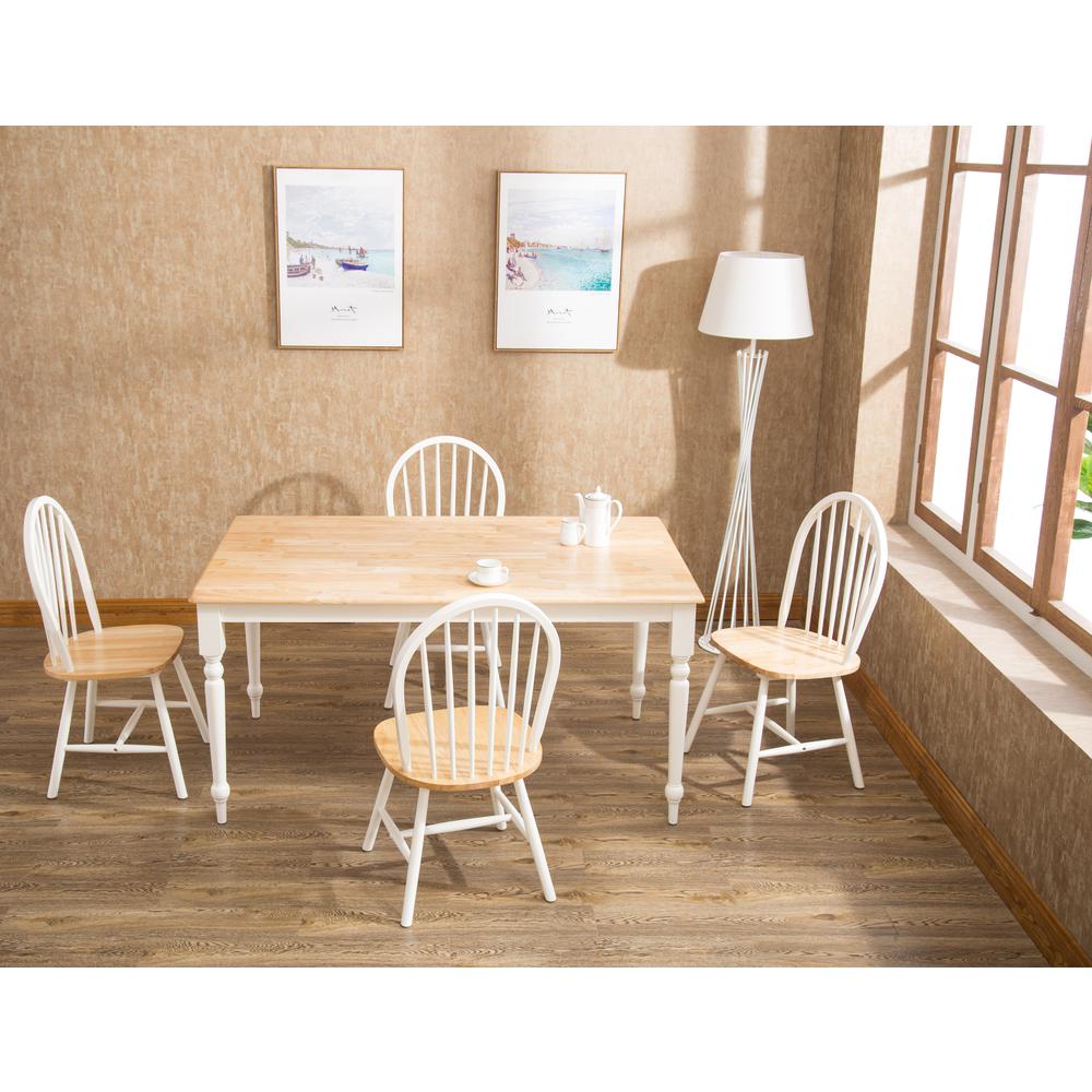 Windsor Farmhouse 5-Piece Dining Set - White/Natural. Picture 1