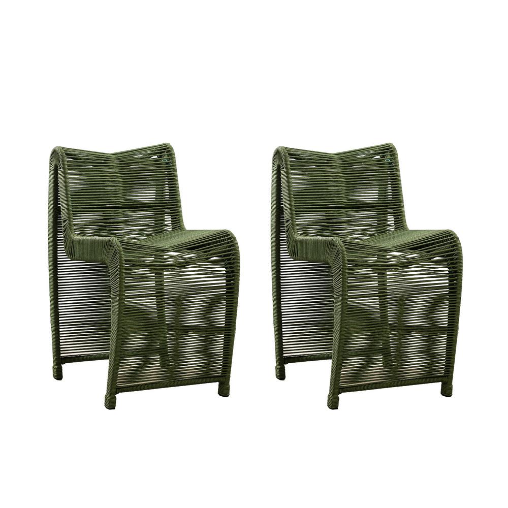 Lorenzo Olive Green Rope Counter Stool - Set of 2. Picture 1