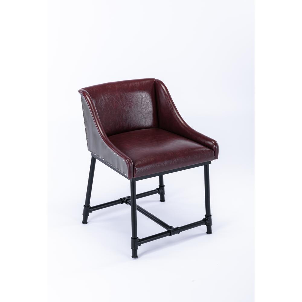 Parlor Faux Leather Adjustable Bar Stool - Burgundy. Picture 2