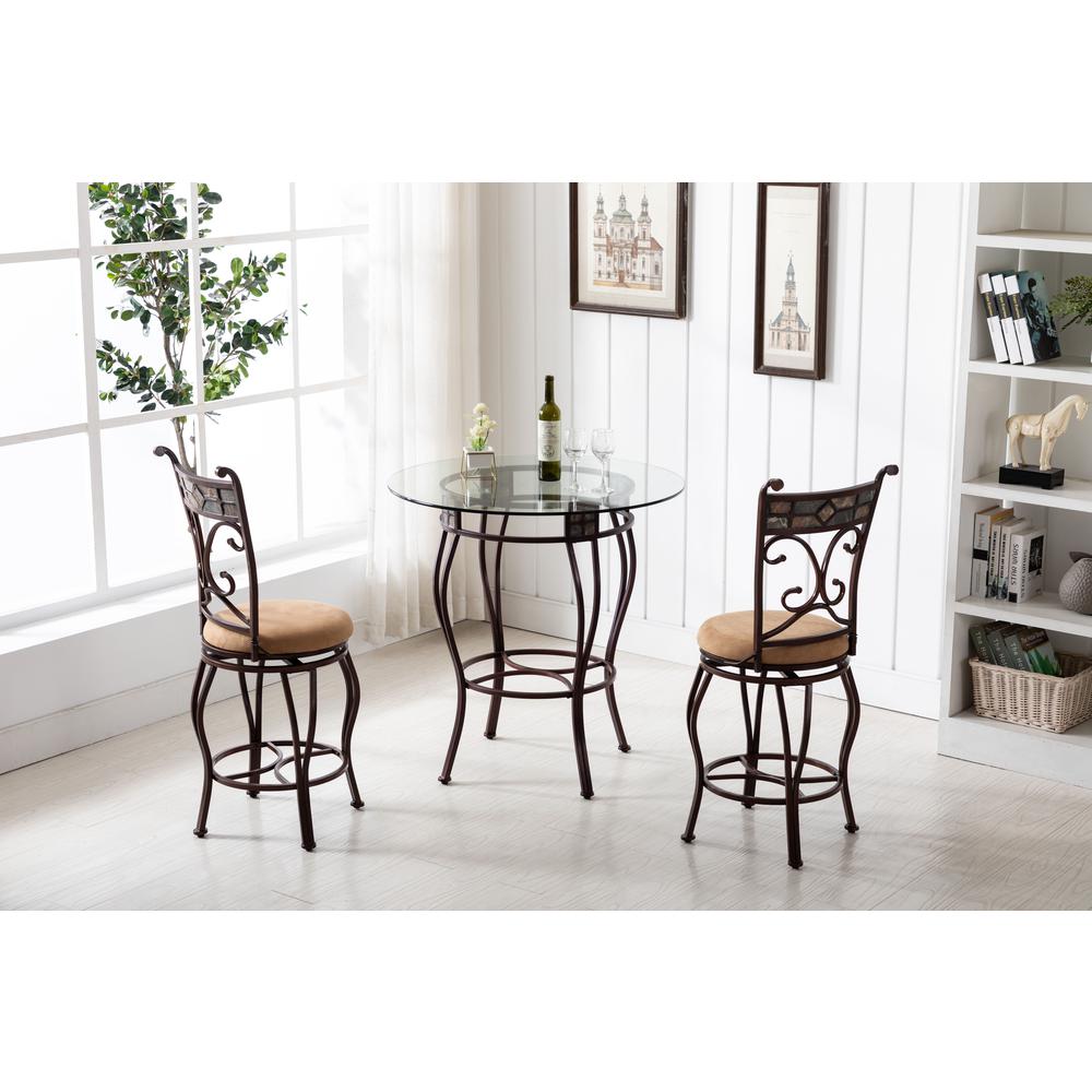 Beau 36" Height 3-Piece Pub Set - Brown. Picture 2