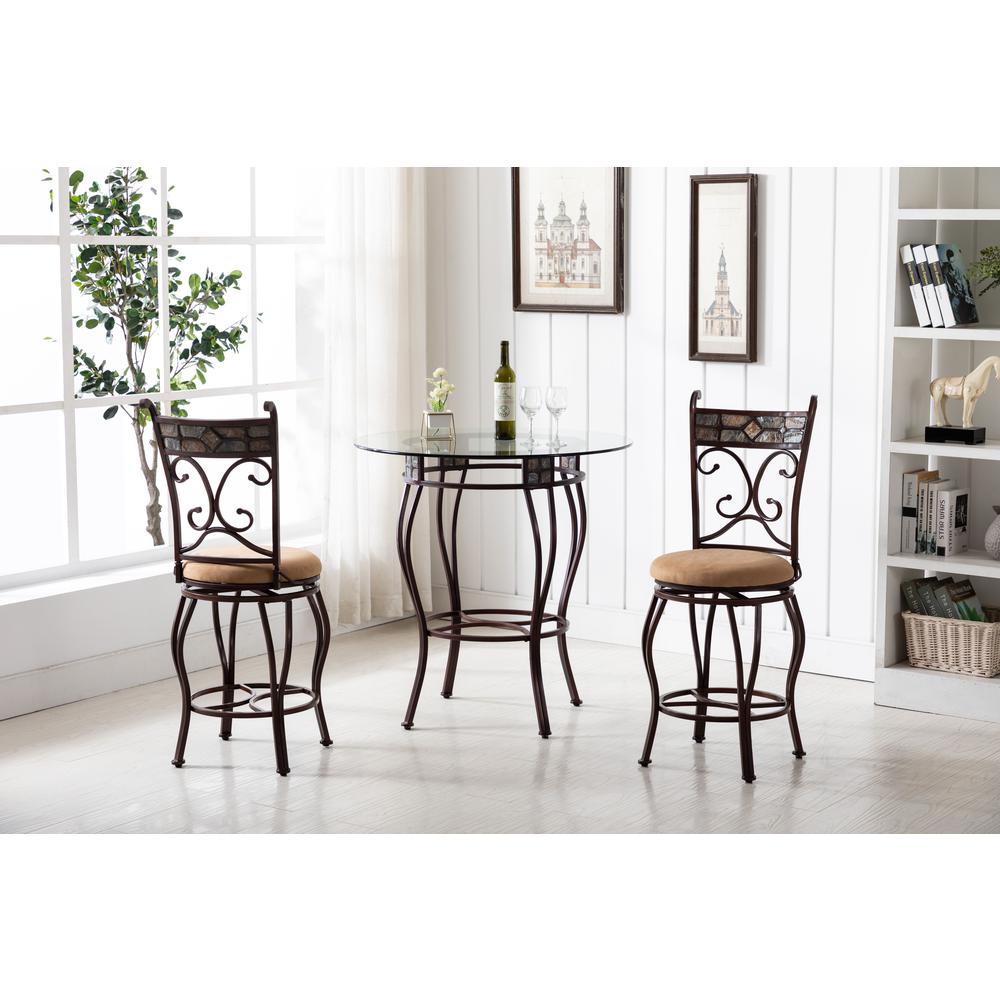 Beau 36" Height 3-Piece Pub Set - Brown. Picture 3