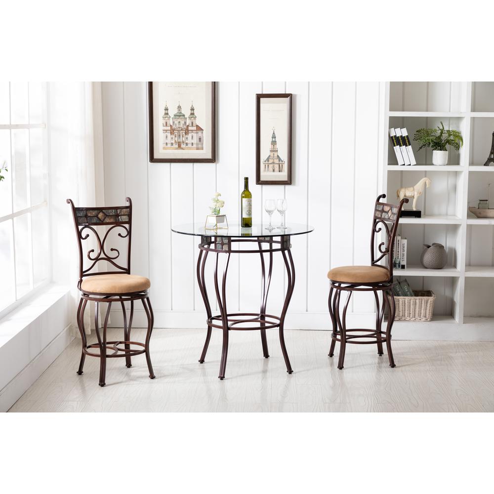 Beau 36" Height 3-Piece Pub Set - Brown. Picture 4