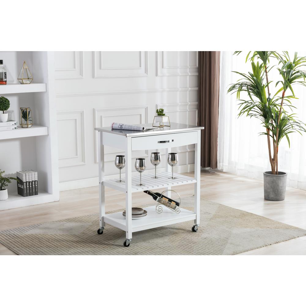 Holland Kitchen Cart With Stainless Steel Top - White. Picture 9