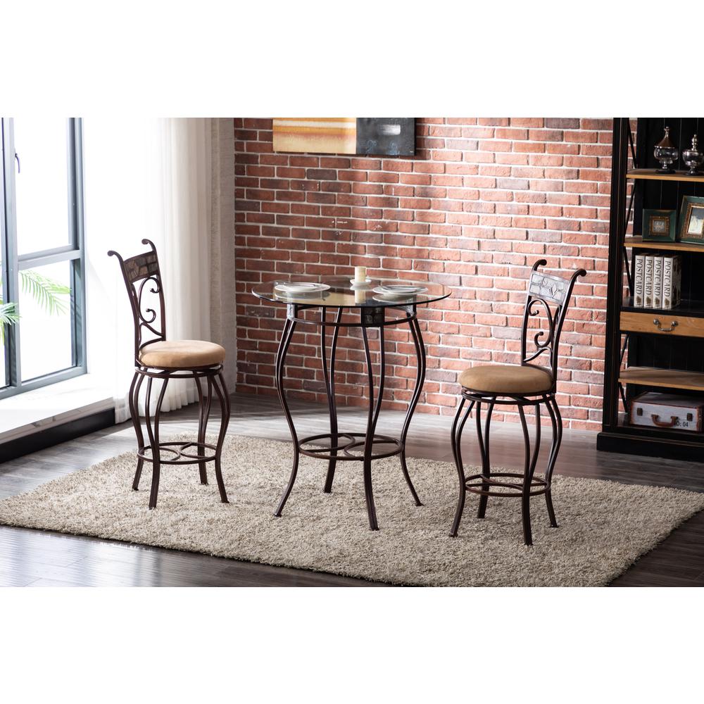 Beau 42" Height 3-Piece Pub Set - Brown. Picture 2
