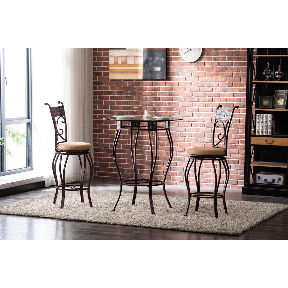 Beau 42" Height 3-Piece Pub Set - Brown. Picture 3