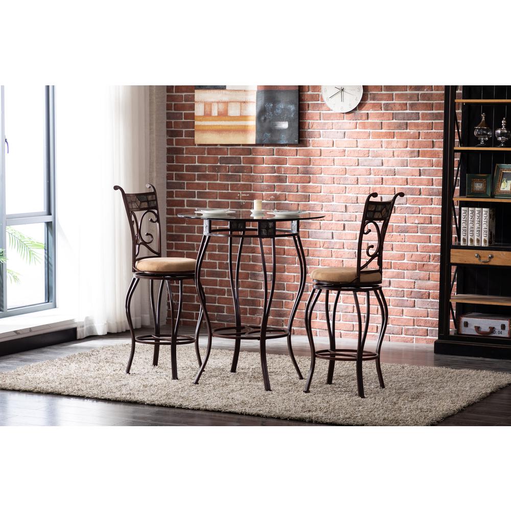 Beau 42" Height 3-Piece Pub Set - Brown. Picture 4