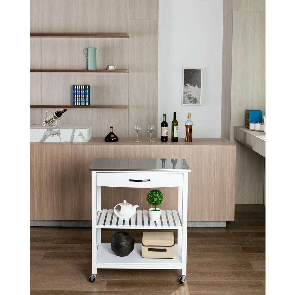Holland Kitchen Cart With Stainless Steel Top - White. Picture 20