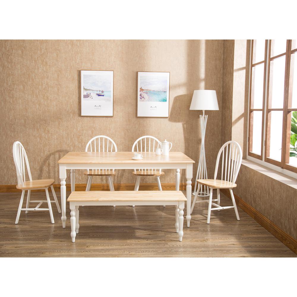 Windsor Farmhouse 6-Piece Dining Set - White/Natural. Picture 1