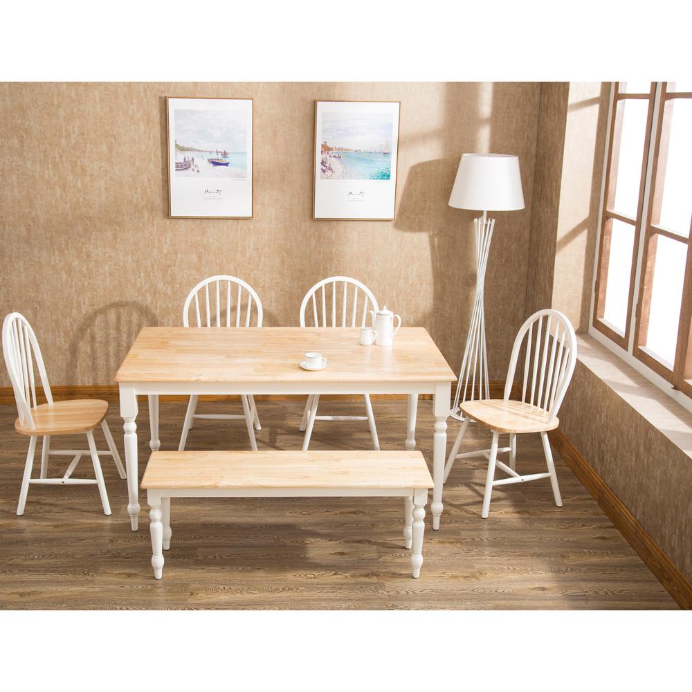 Windsor Farmhouse 6-Piece Dining Set - White/Natural. Picture 3