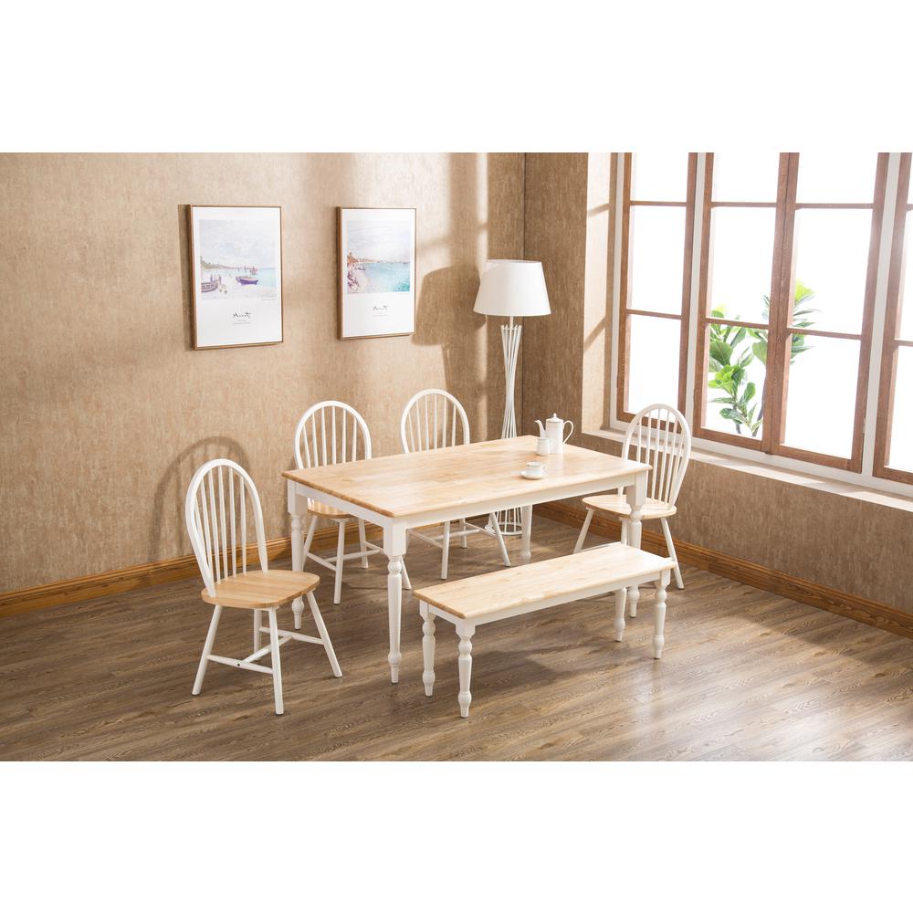 Windsor Farmhouse 6-Piece Dining Set - White/Natural. Picture 5