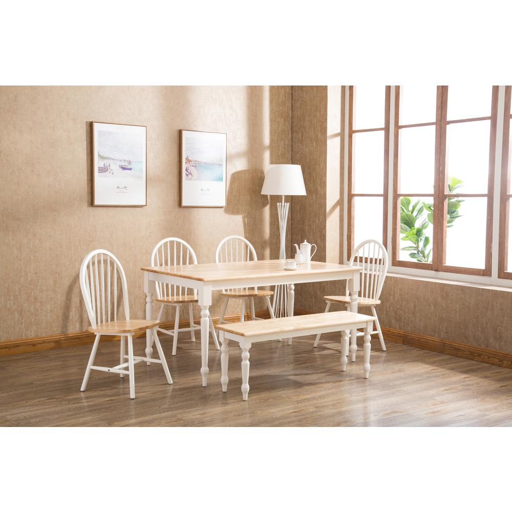 Windsor Farmhouse 6-Piece Dining Set - White/Natural. Picture 6