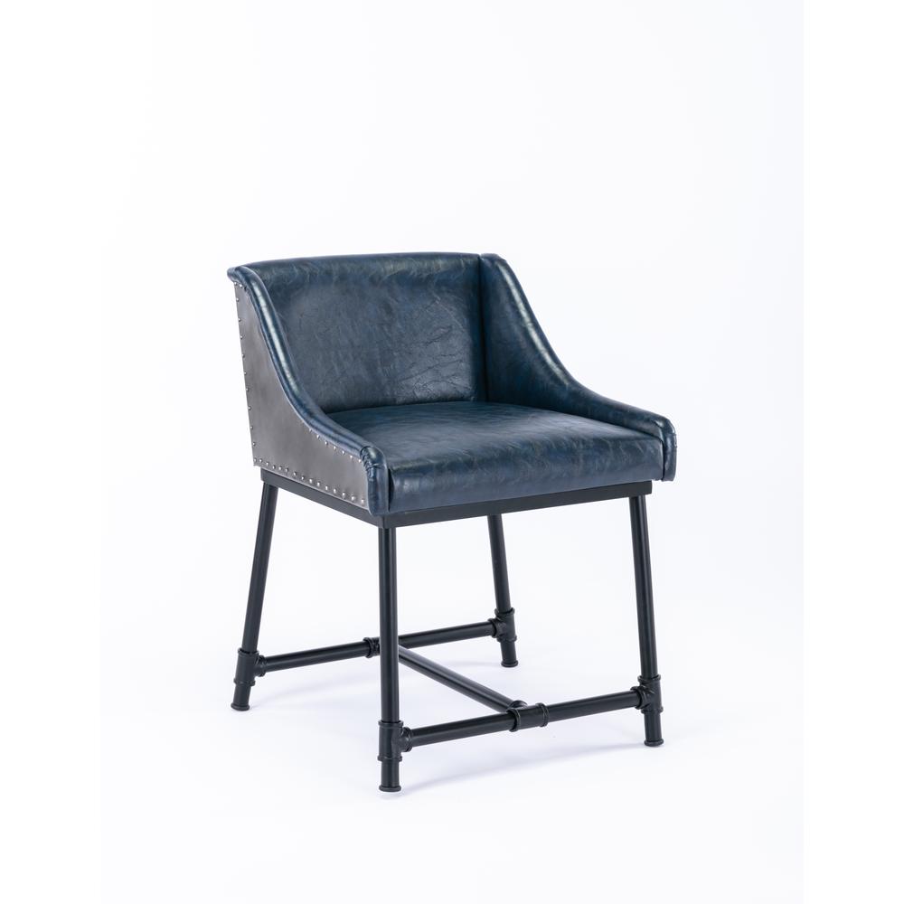 Parlor Faux Leather Adjustable Bar Stool - Midnight Blue. Picture 6
