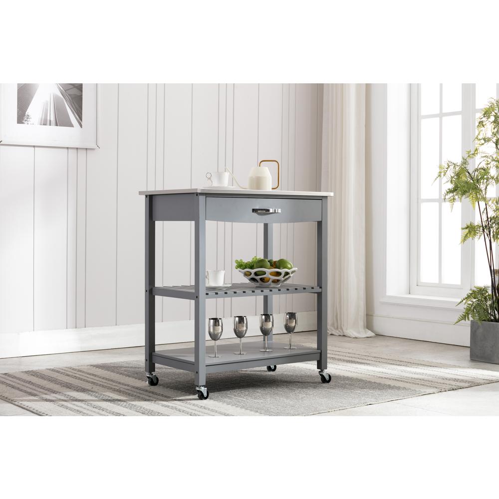 Holland Kitchen Cart With Stainless Steel Top - Gray. Picture 23