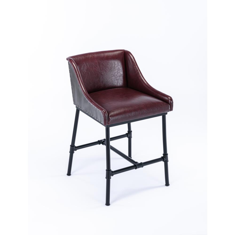 Parlor Faux Leather Adjustable Bar Stool - Burgundy. Picture 8
