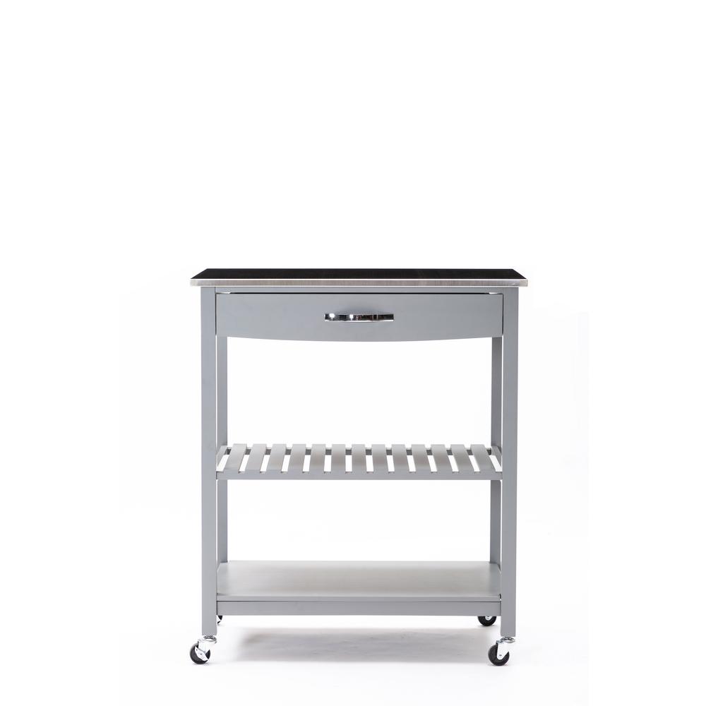 Holland Kitchen Cart With Stainless Steel Top - Gray. Picture 3