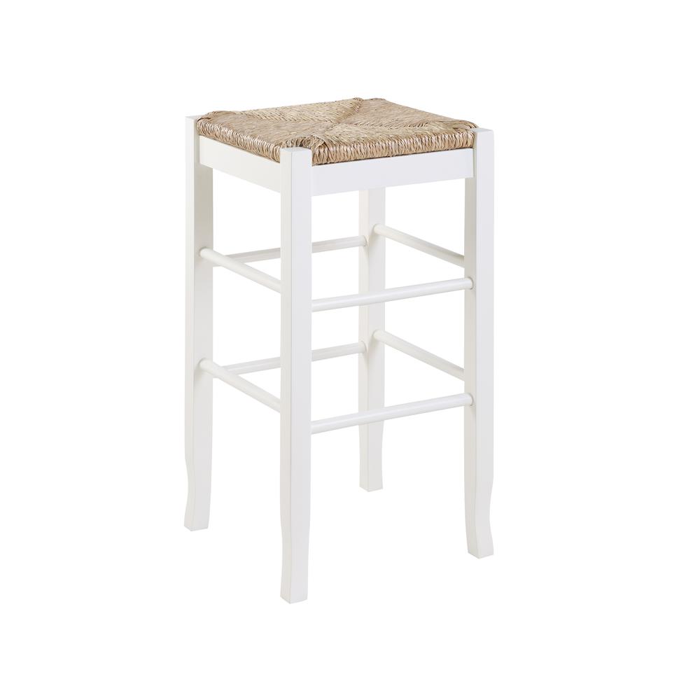 Square Rush Backless Bar Stool - Cream. Picture 1