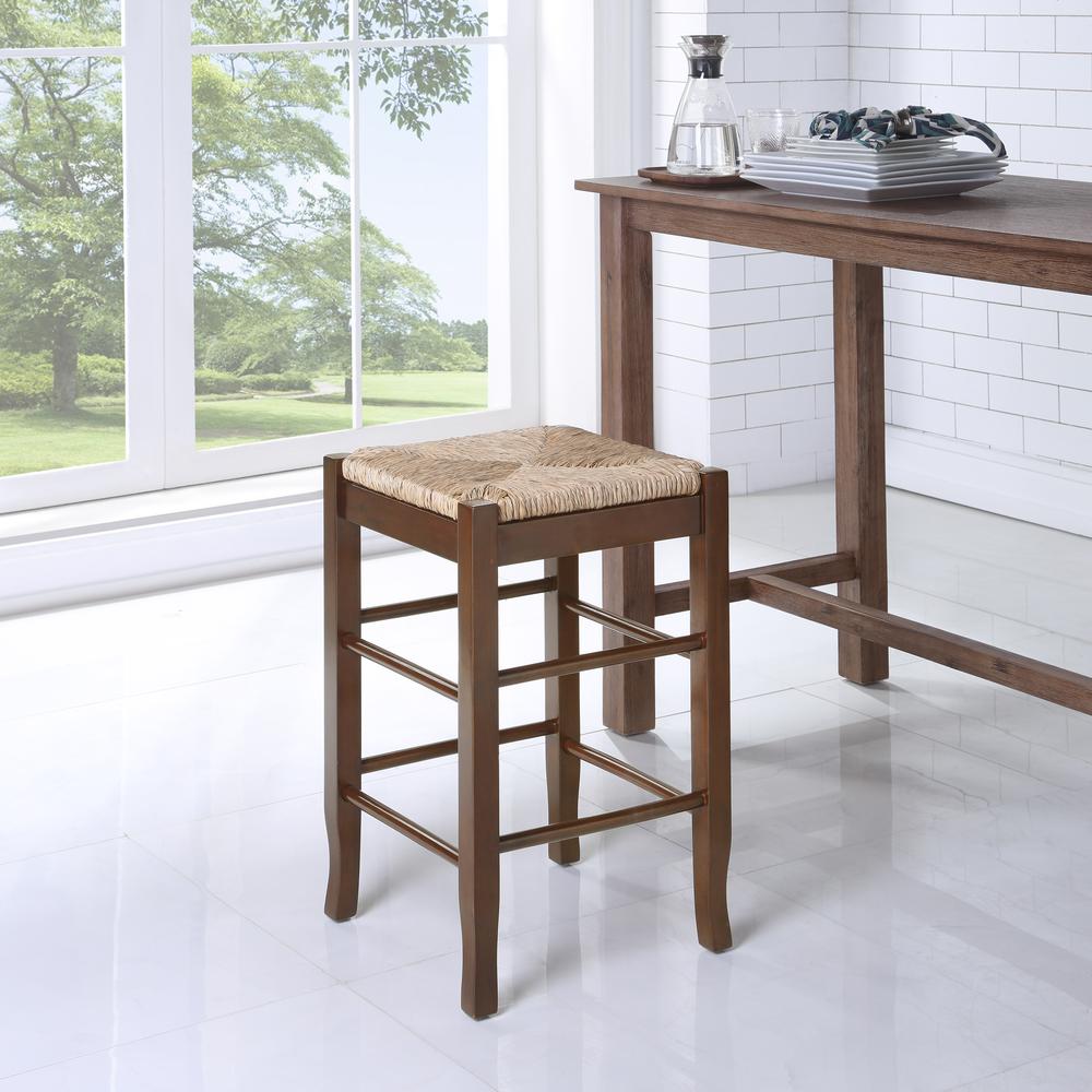 Square Rush Backless Counter Stool - Cappuccino. Picture 4
