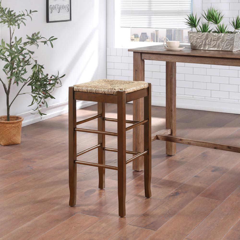 Square Rush Backless Bar Stool - Cappuccino. Picture 5