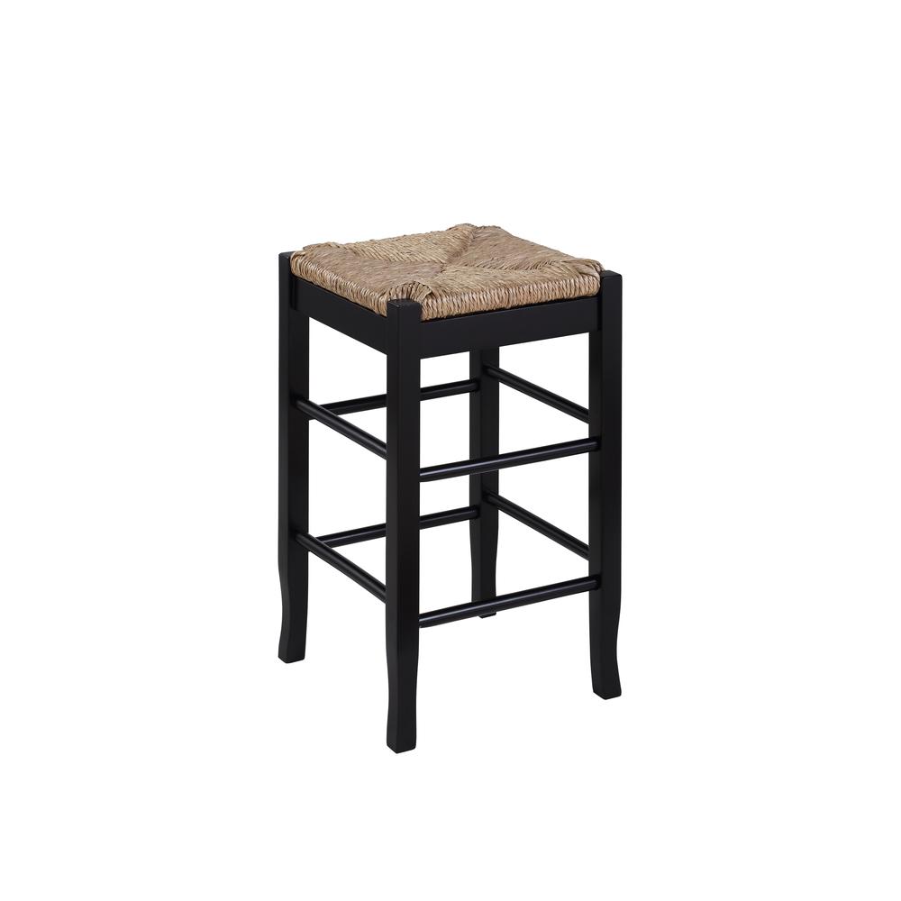 Square Rush Backless Counter Stool - Black. Picture 1