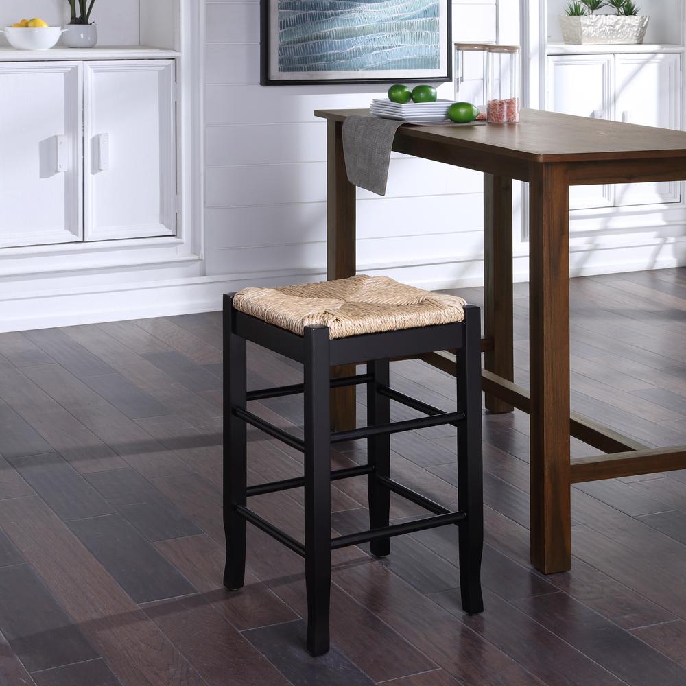 Square Rush Backless Counter Stool - Black. Picture 5