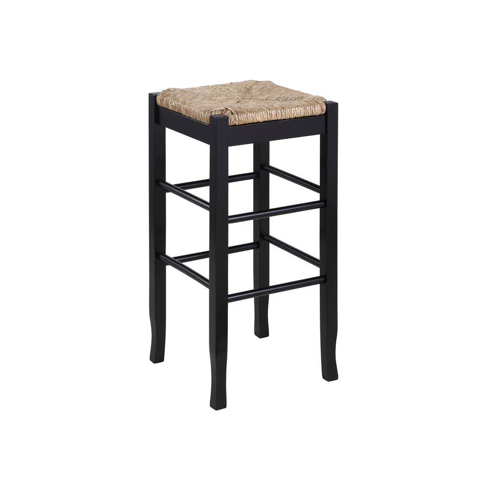 Square Rush Backless Bar Stool - Black. Picture 1