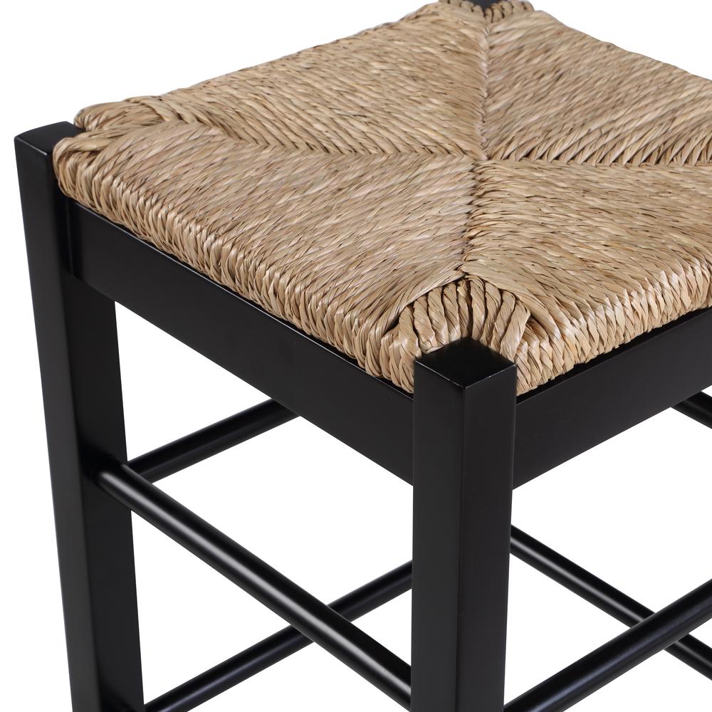 Square Rush Backless Bar Stool - Black. Picture 2