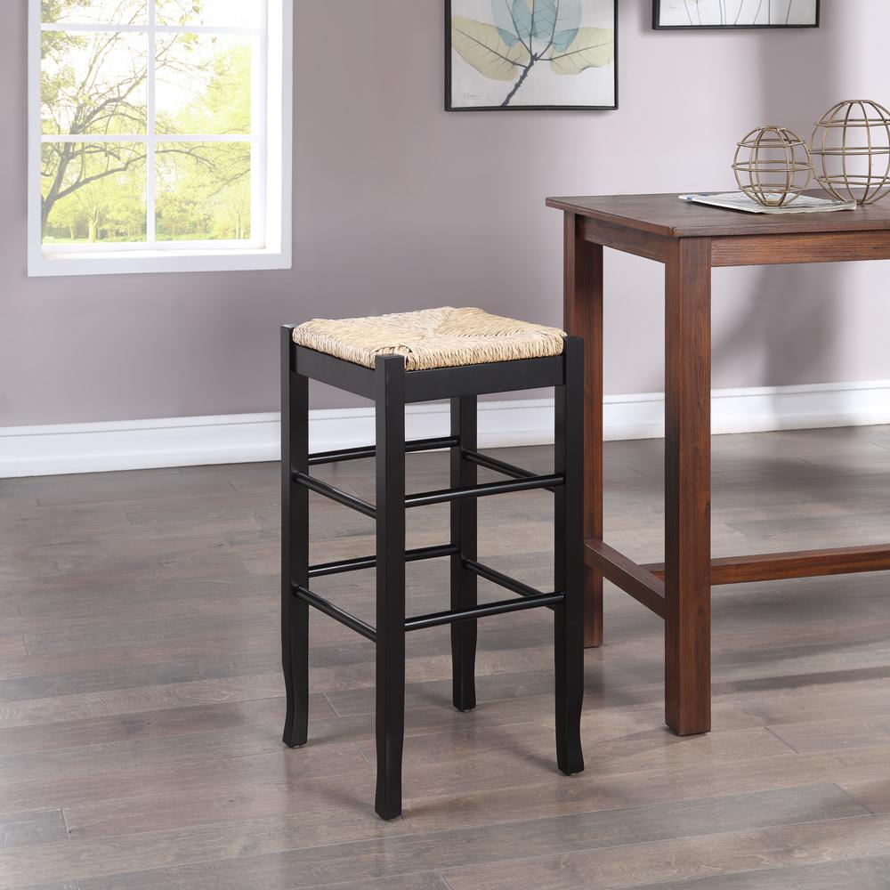 Square Rush Backless Bar Stool - Black. Picture 4