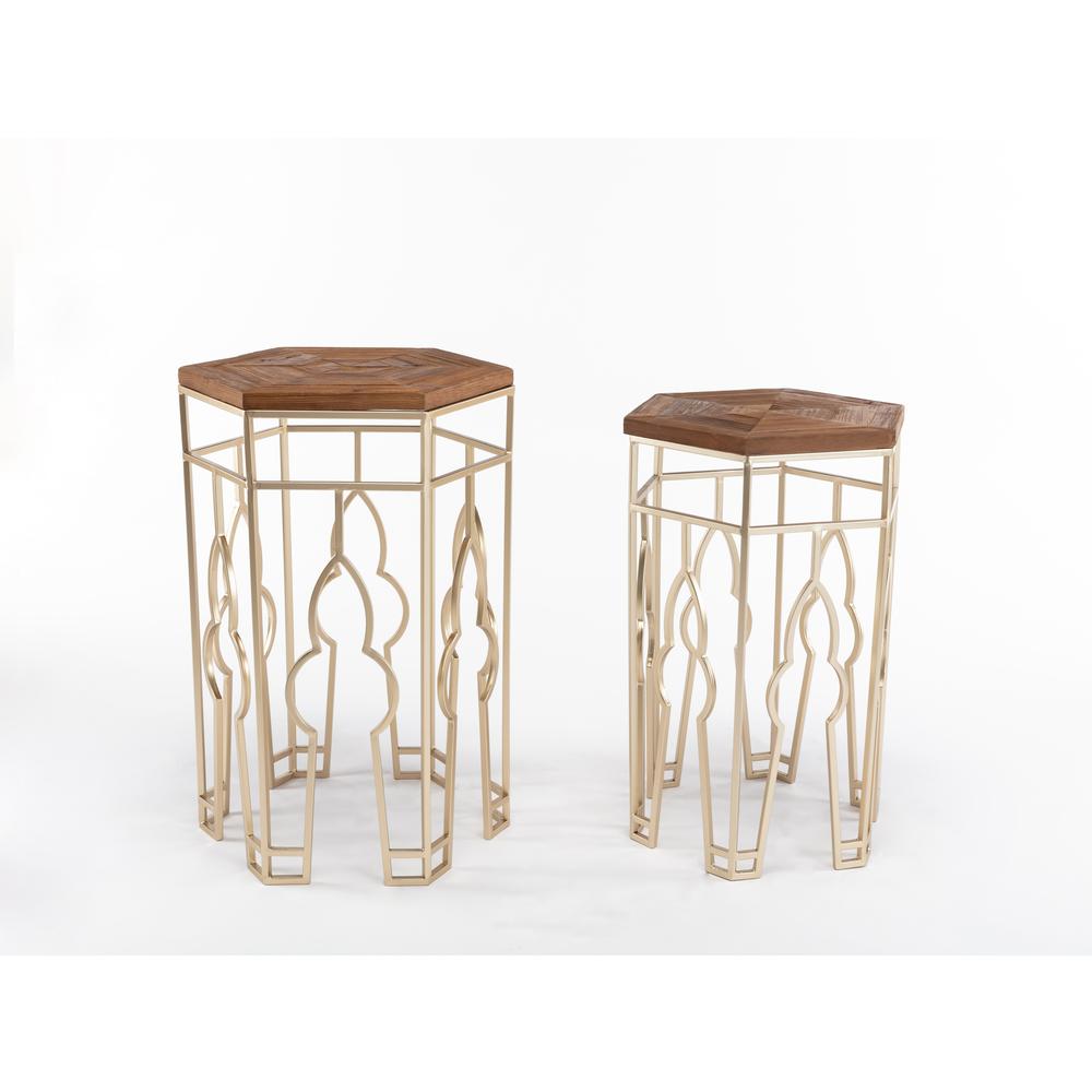 Genevieve Nesting Tables, Gold & Natural. Picture 27