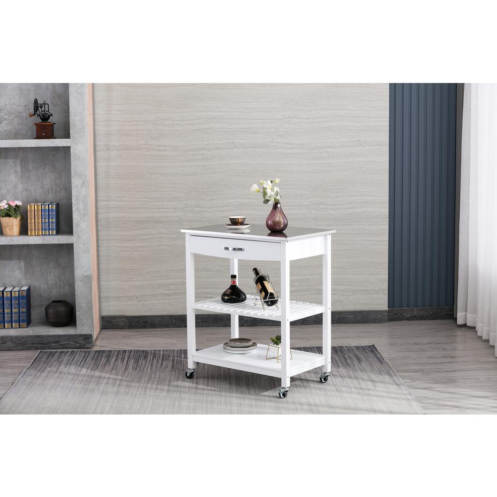 Holland Kitchen Cart With Stainless Steel Top - White. Picture 8