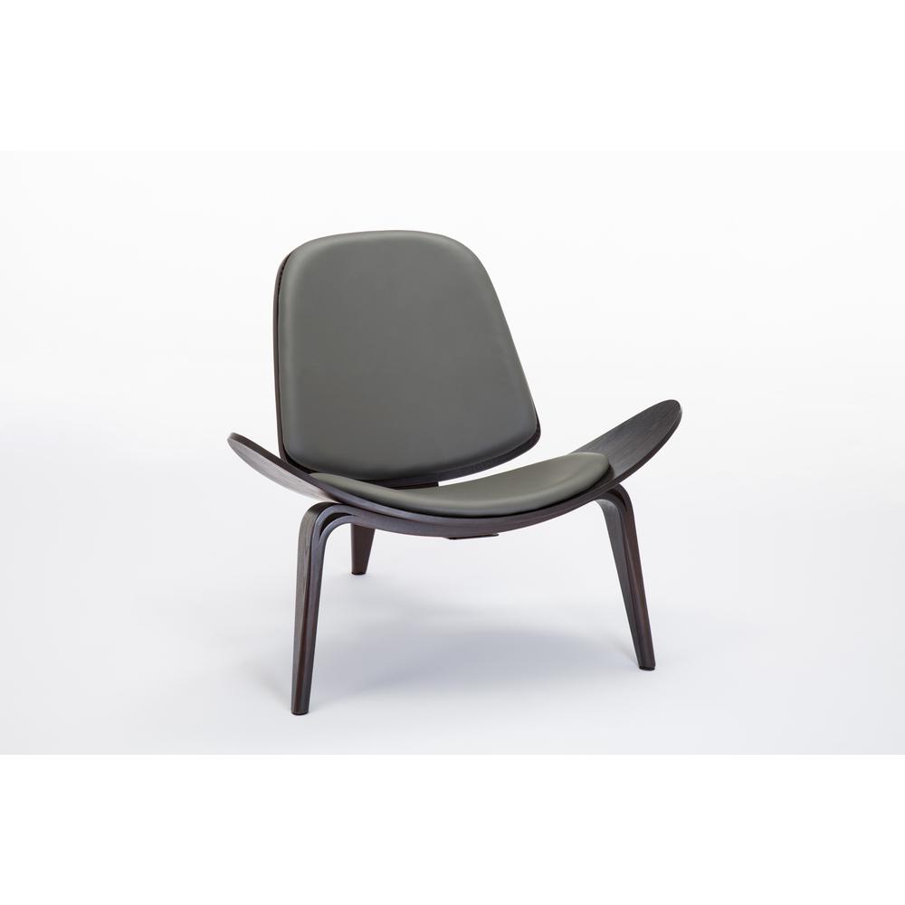 Shell Side Chair [Dark Walnut / Gray PU], Dark Walnut & Gray. The main picture.