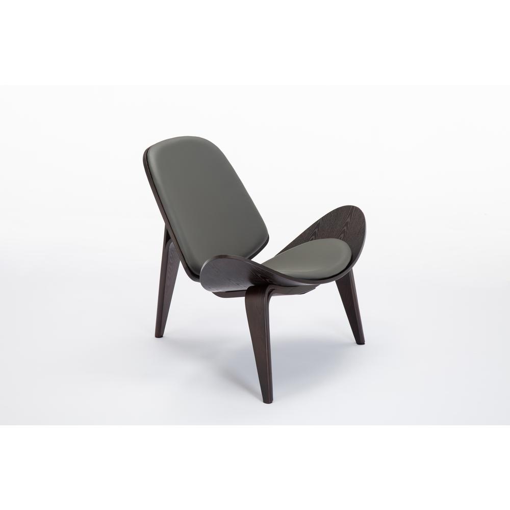Shell Side Chair [Dark Walnut / Gray PU], Dark Walnut & Gray. Picture 2