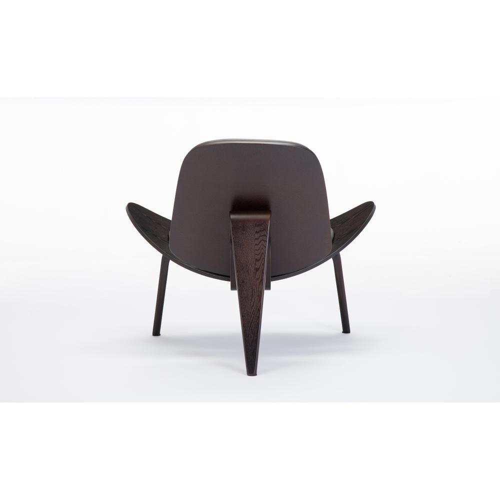 Shell Side Chair [Dark Walnut / Gray PU], Dark Walnut & Gray. Picture 4