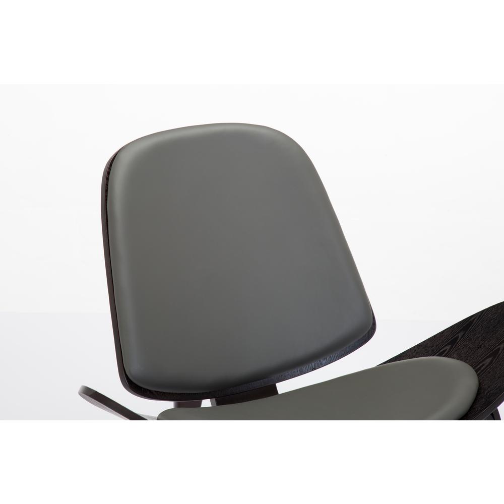 Shell Side Chair [Dark Walnut / Gray PU], Dark Walnut & Gray. Picture 5