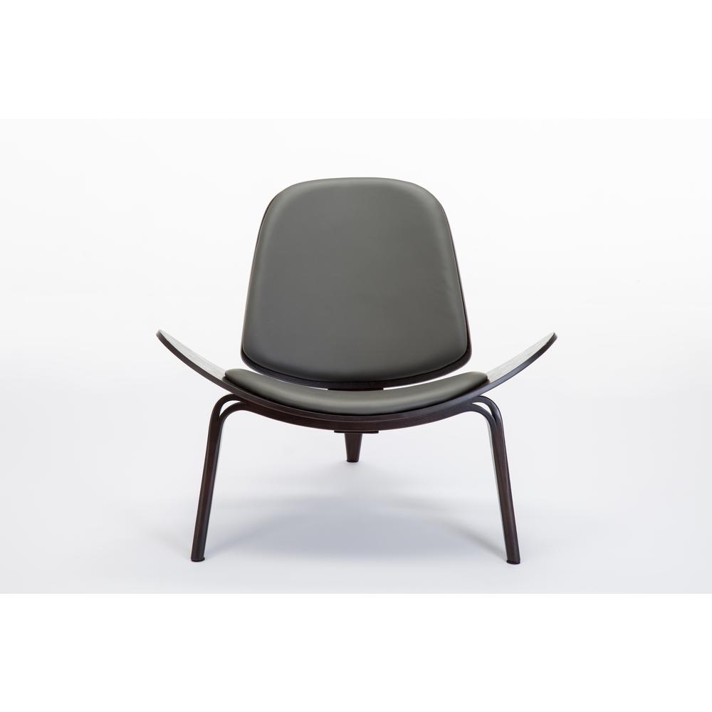 Shell Side Chair [Dark Walnut / Gray PU], Dark Walnut & Gray. Picture 6