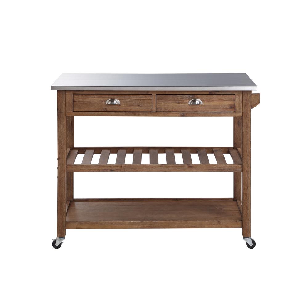 Sonoma Kitchen Cart with Stainless Steel Top [Barnwood Wire-Brush]. Picture 2