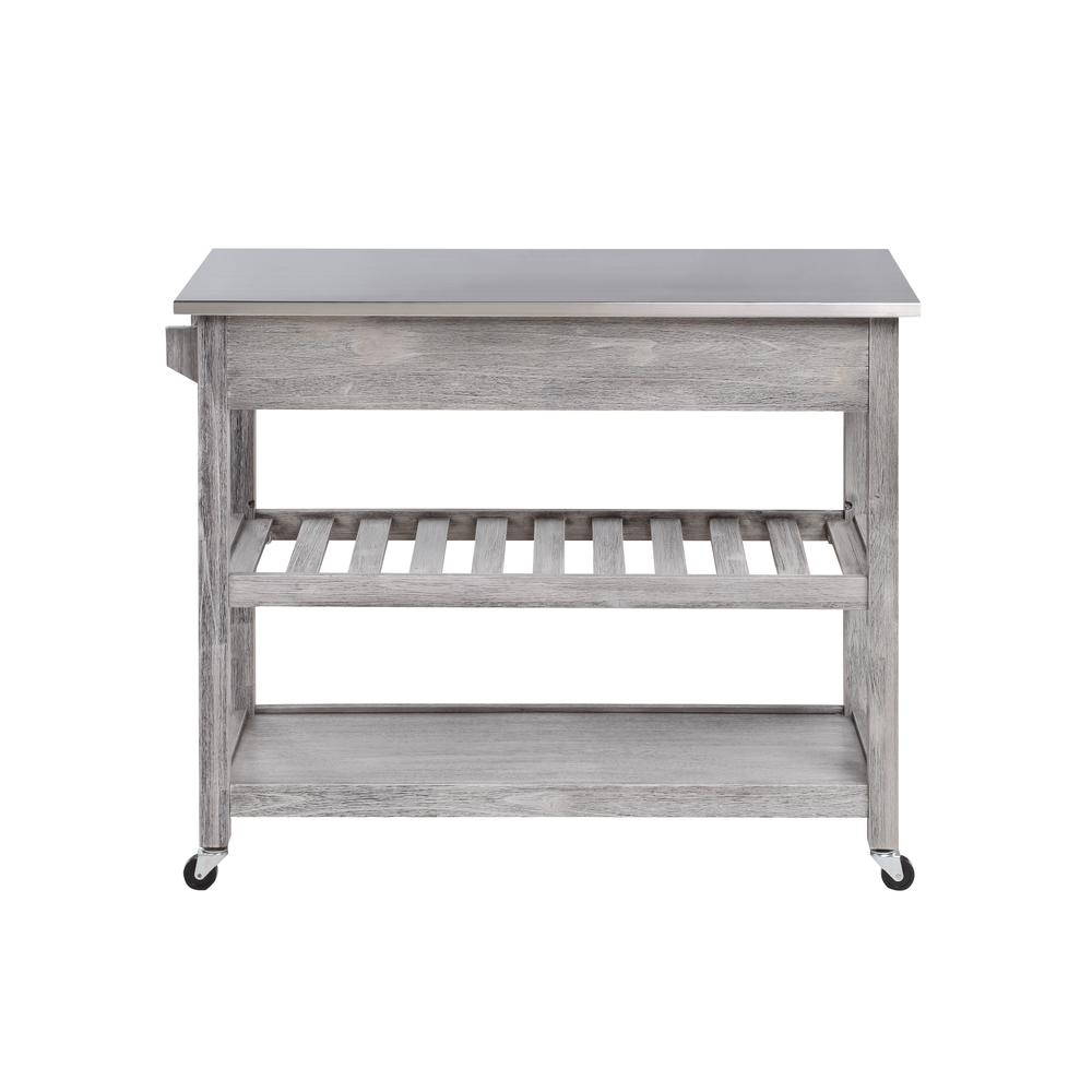 Sonoma Kitchen Cart with Stainless Steel Top [Storm Gray Wire-Brush]. Picture 2