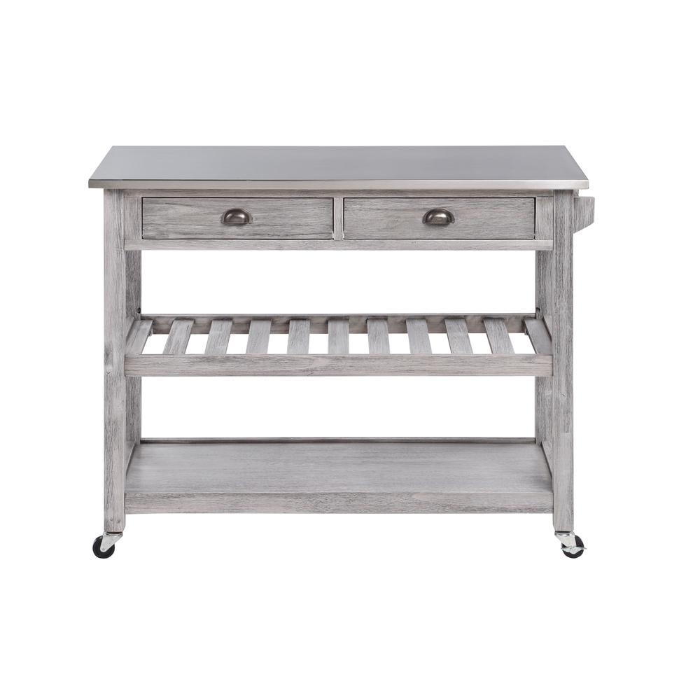 Sonoma Kitchen Cart with Stainless Steel Top [Storm Gray Wire-Brush]. Picture 4